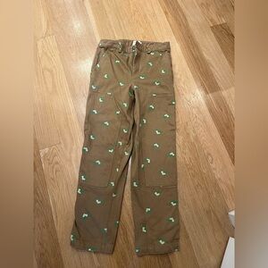 Clare V. x Monoprix floral khaki painter pants